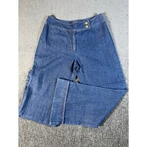 Women's MetroStyle 8P wide leg blue jeans cuffed hem new syle